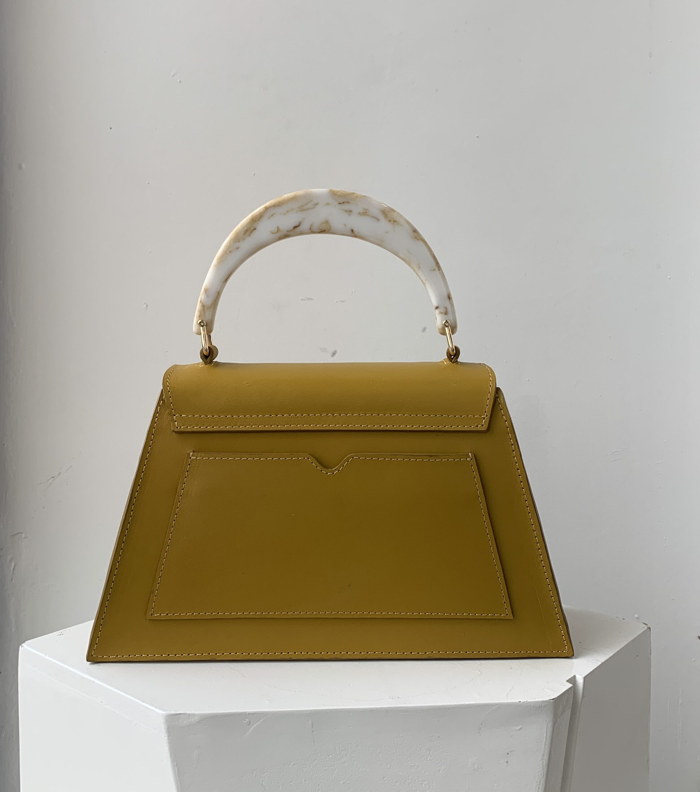structured handbag back side