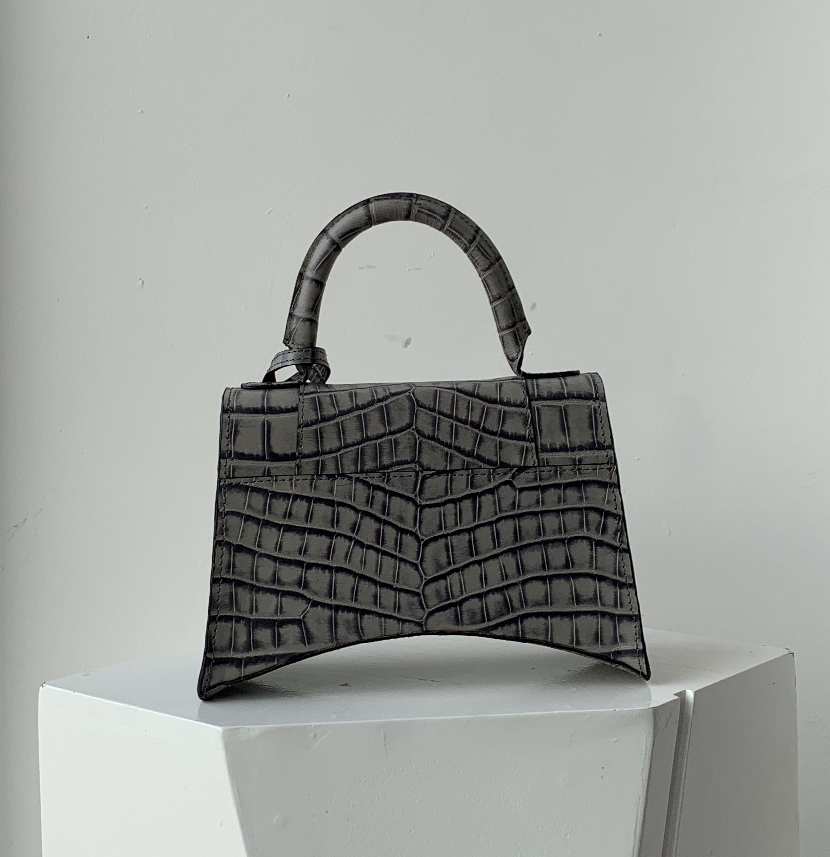 structured top handle handbag back